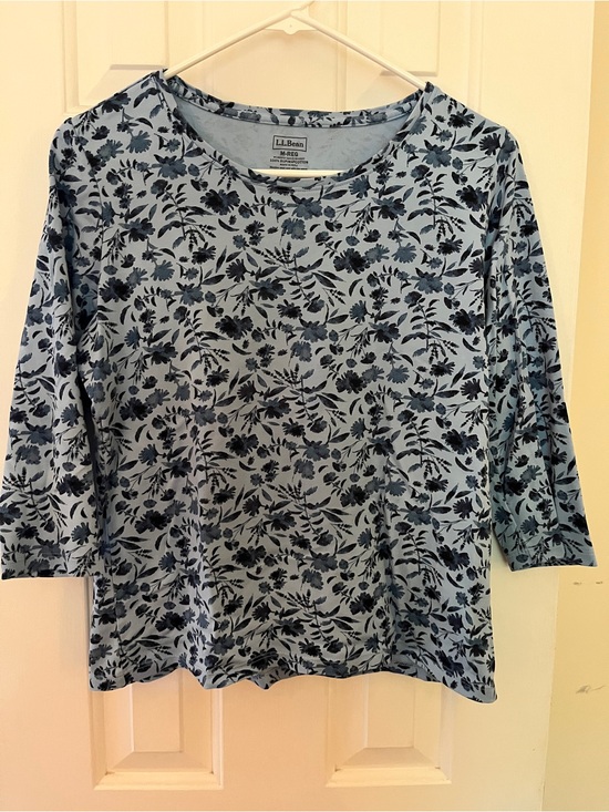 L.L. Bean Tops - L.L. Bean Women's Light Blue Floral Long Sleeve Tee
